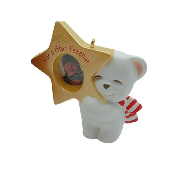 1993 Hallmark Keepsake Ornament Star Teacher White Bear Holiday or Gift Vtg NEW - Picture 2 of 11